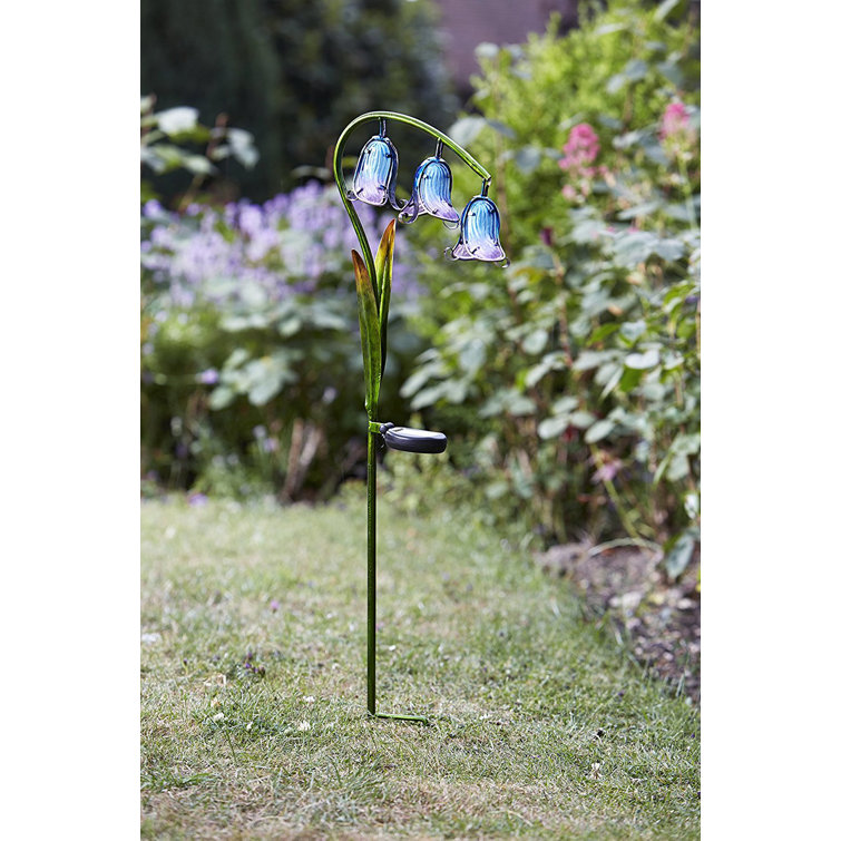 Dakota Fields Hanska Large Solar Powered Glass Bluebell Flower 1Light